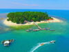 Pemandangan Pulau Angso Duo di Kota Pariaman dari udara