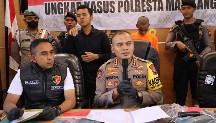 Kapolresta Magelang, KBP Mustofa dalam konferensi pers di Ruang Media Center.